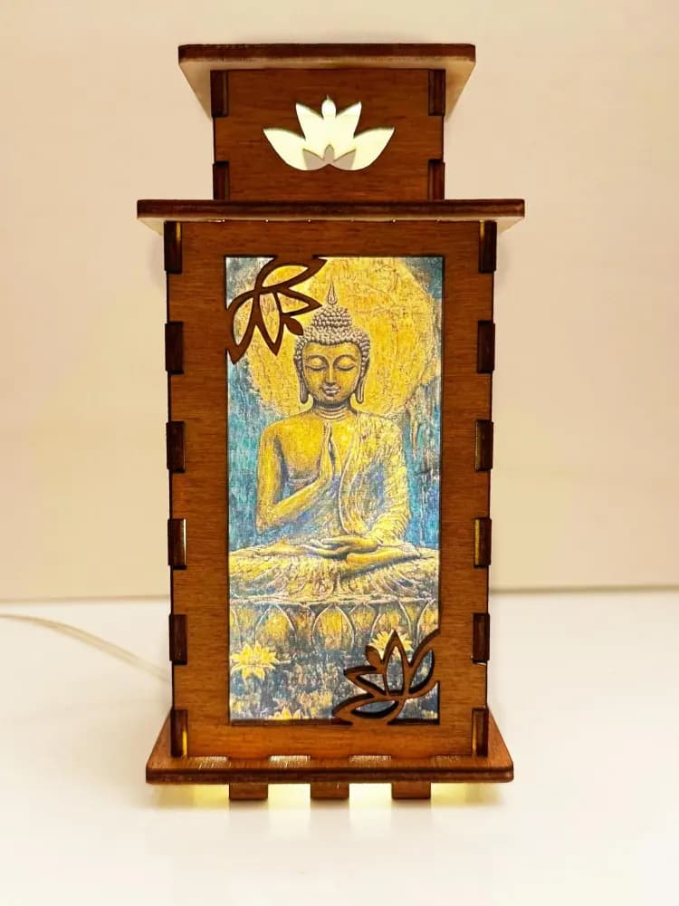 Buddha Glowing Night Lamp Lantern | Artisan Wooden Night Lamp | Artiviesta London