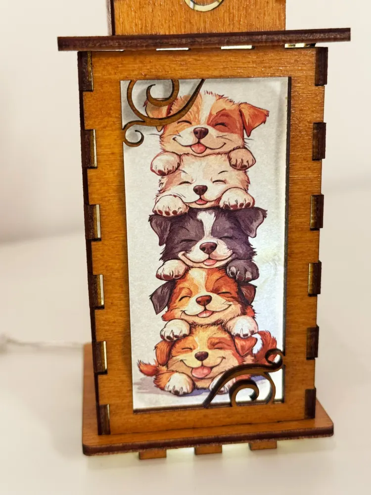 Pile Of Smiling Dogs Wooden Night Lamp | Eco-Friendly Light by Artiviesta