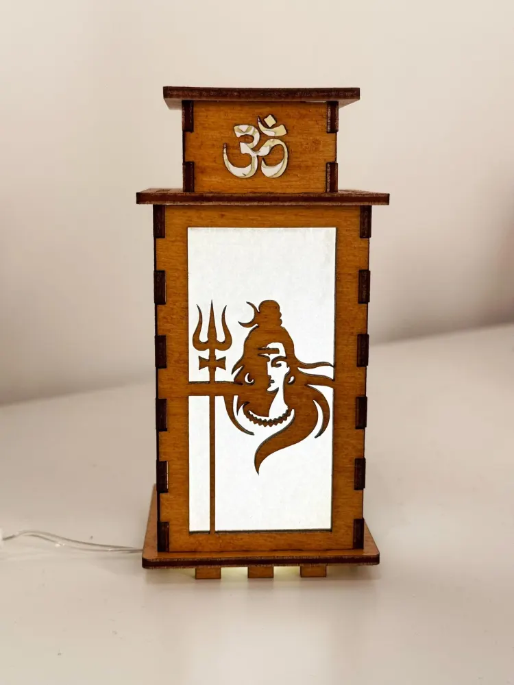 Lord Shiva Face Art Night Lamp Lantern — handmade wooden night lamp