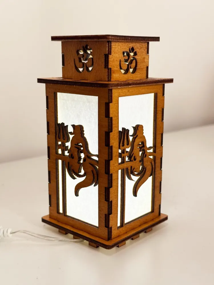 Lord Shiva Face Art Night Lamp Lantern | Artisan Wooden Night Lamp | Artiviesta London