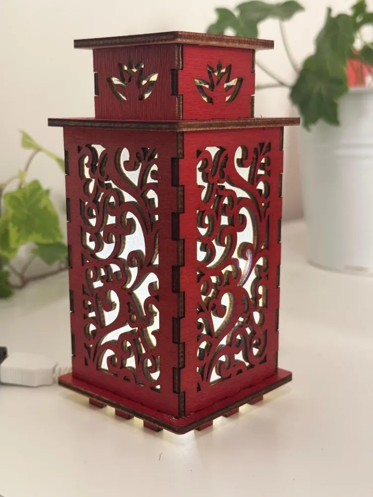 Flowers Floral Art Night Lamp Lantern | Artisan Wooden Night Lamp | Artiviesta London