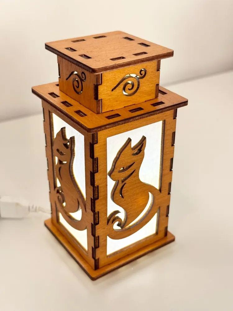 Art Cat Night Lamp Lantern-Cat Owner Art Glowing Wooden Lamp