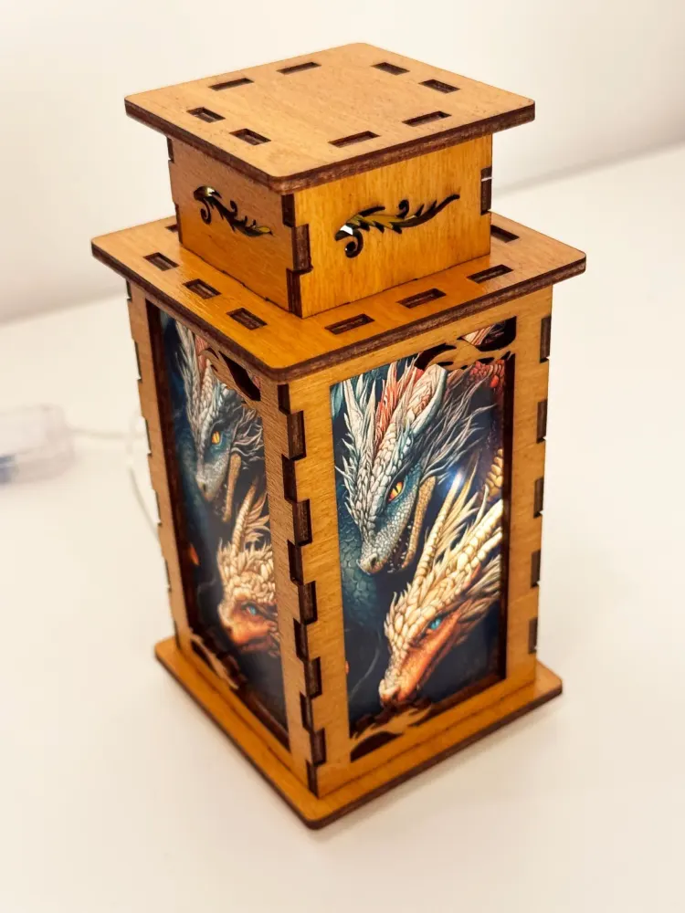 Dragons Fantasy Magic Night Lamp Lantern | Artisan Wooden Night Lamp | Artiviesta London