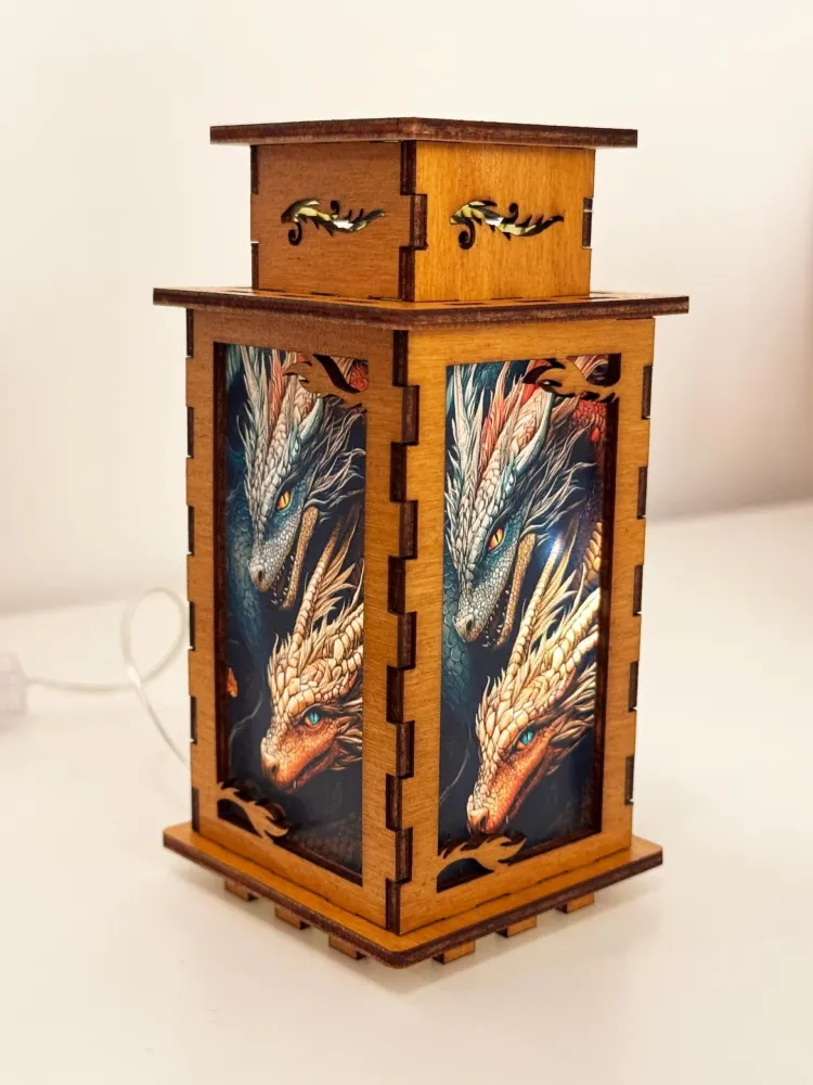 Dragons Fantasy Magic Night Lamp Lantern | Artisan Wooden Night Lamp | Artiviesta London