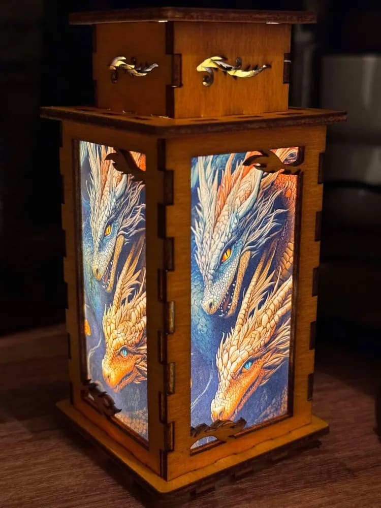 Dragons Fantasy Magic Night Lamp Lantern | Artisan Wooden Night Lamp | Artiviesta London