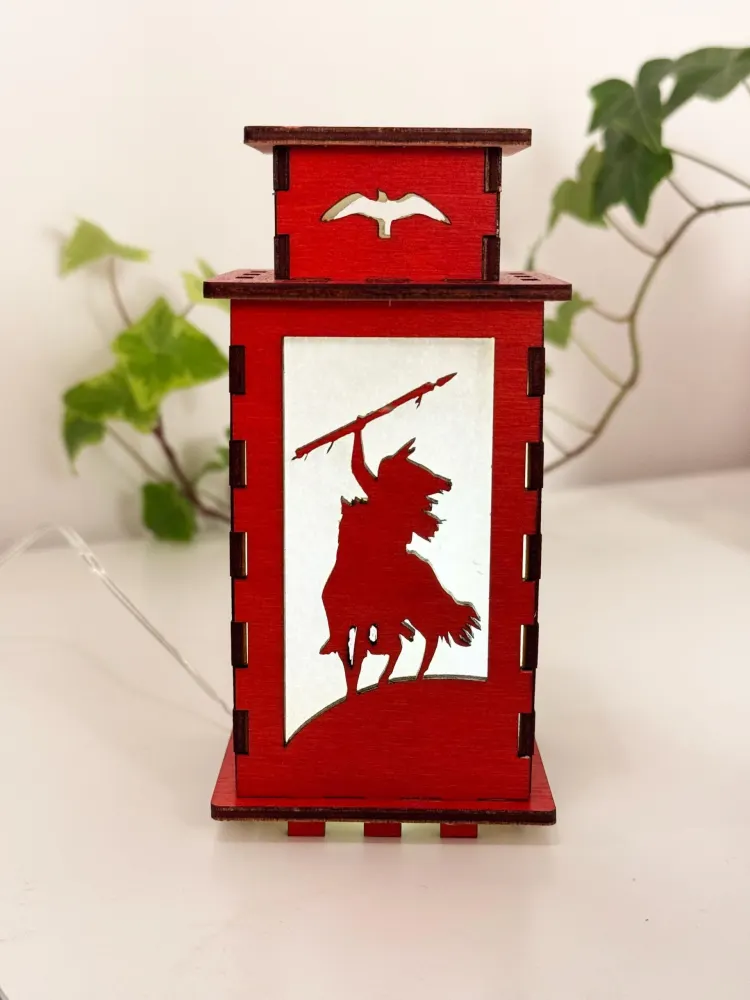 Native American Indians Warrior Glowing Night Lamp Lantern — handmade wooden night lamp
