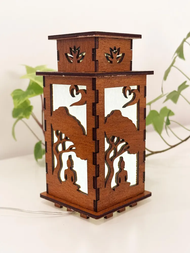 Buddha Under The Tree Of Life Glowing Night Lamp Lantern, Small Wooden Buddhist Meditation Lamp, Unique Yoga Gift, Meditation Home Decor