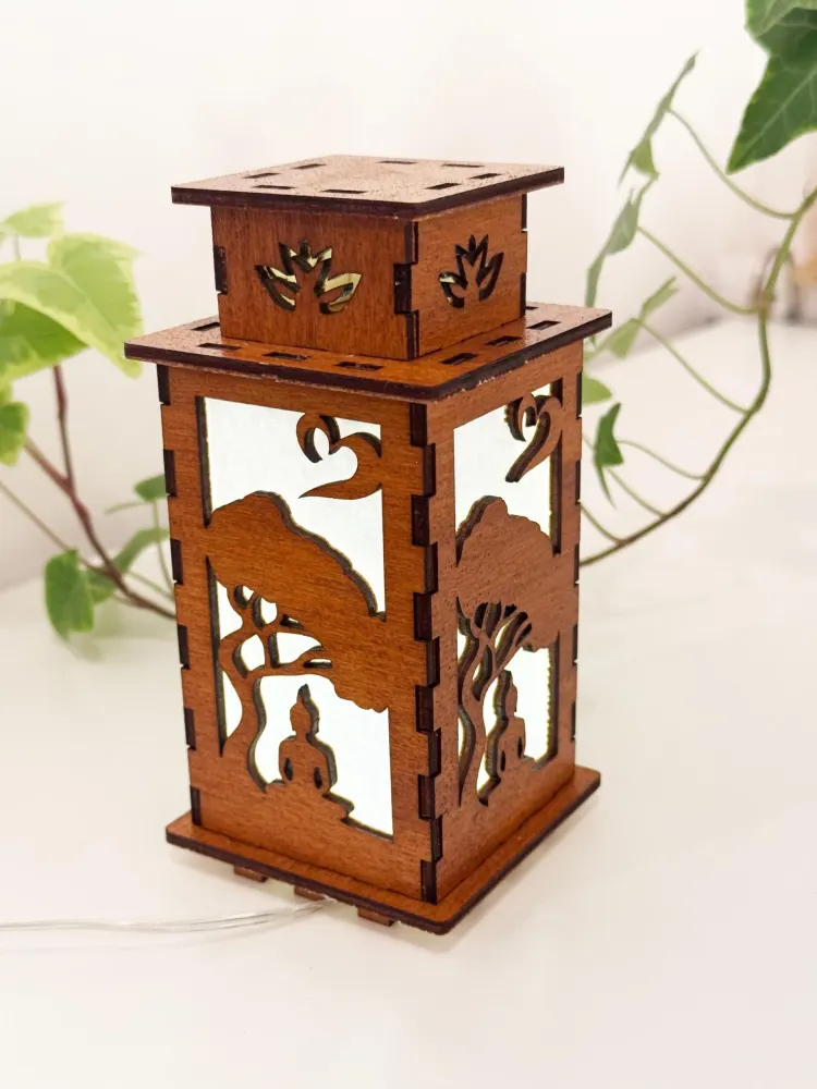 Buddha Under The Tree Of Life Glowing Night Lamp Lantern, Small Wooden Buddhist Meditation Lamp, Unique Yoga Gift, Meditation Home Decor