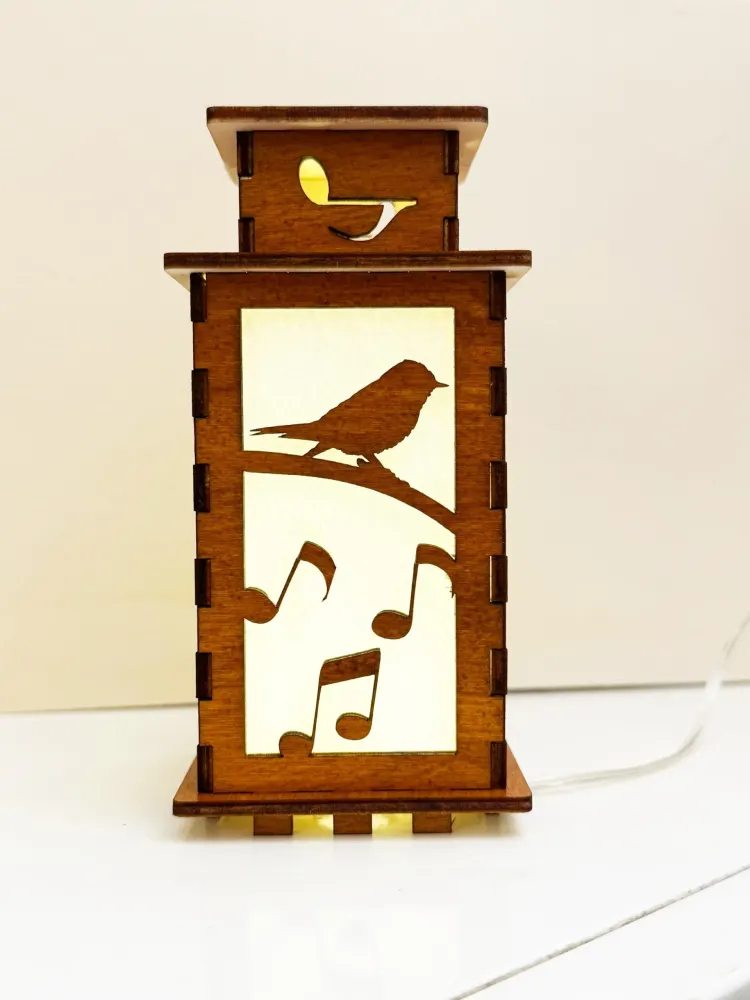 Musical Birds Art Night Lamp Lantern | Artisan Wooden Night Lamp | Artiviesta London