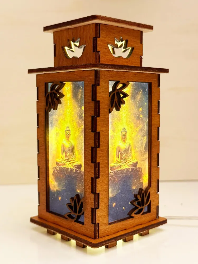 Buddha Spirit Glowing Night Lamp Lantern | Artisan Wooden Night Lamp | Artiviesta London