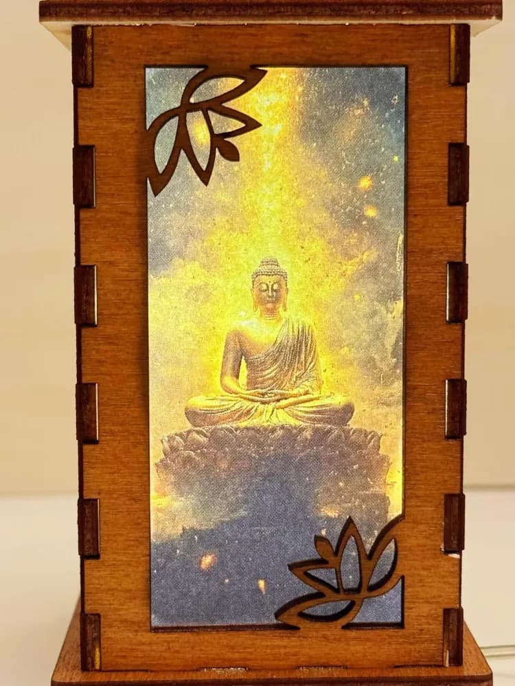 Buddha Spirit Glowing Night Lamp Lantern | Artisan Wooden Night Lamp | Artiviesta London