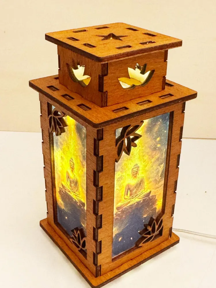 Buddha Spirit Glowing Night Lamp Lantern | Artisan Wooden Night Lamp | Artiviesta London
