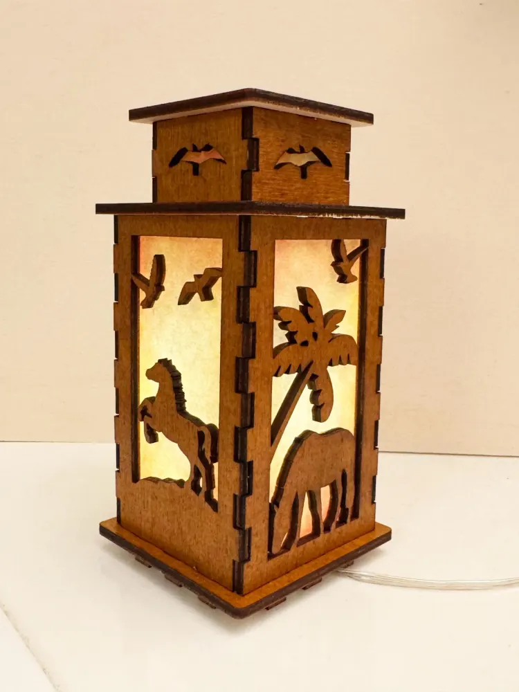 Wild Horses Sunset Night Lamp Lantern | Artisan Wooden Night Lamp | Artiviesta London