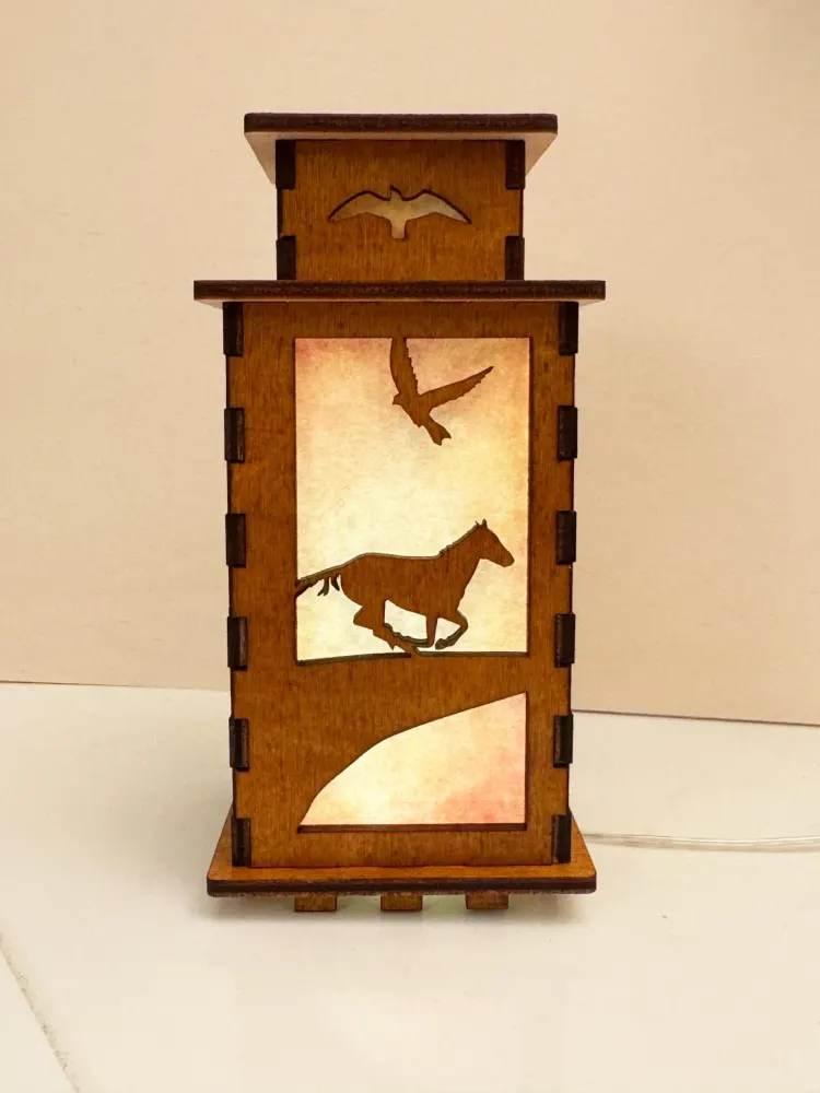 Wild Horses Sunset Night Lamp Lantern | Artisan Wooden Night Lamp | Artiviesta London