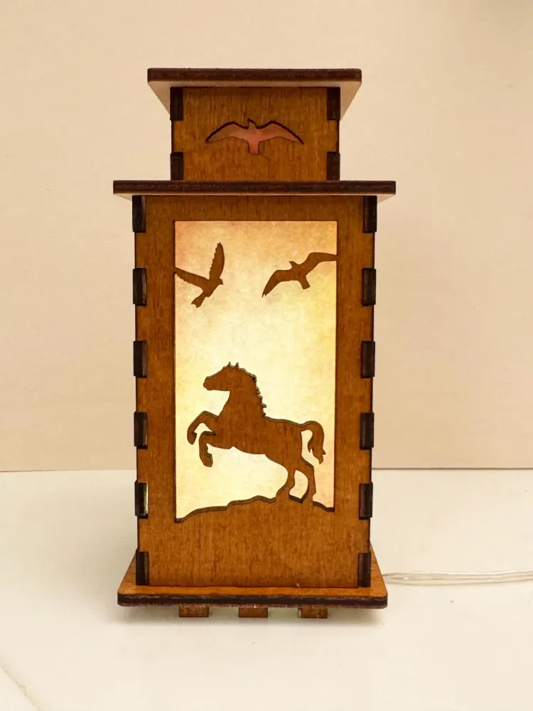 Wild Horses Sunset Night Lamp Lantern | Artisan Wooden Night Lamp | Artiviesta London
