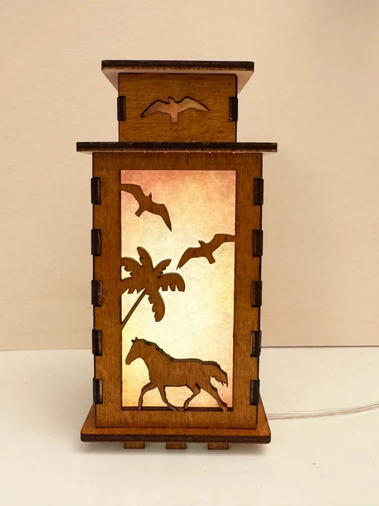 Wild Horses Sunset Night Lamp Lantern | Artisan Wooden Night Lamp | Artiviesta London