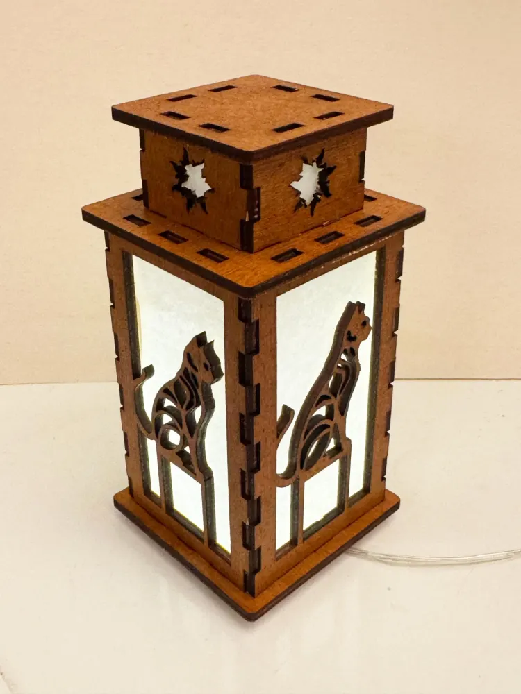 Artistic Cat Night Lamp Lantern-Cat Lover Art Glowing Wooden Lamp