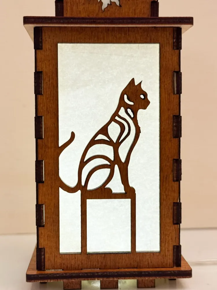 Artistic Cat Night Lamp Lantern-Cat Lover Art Glowing Wooden Lamp