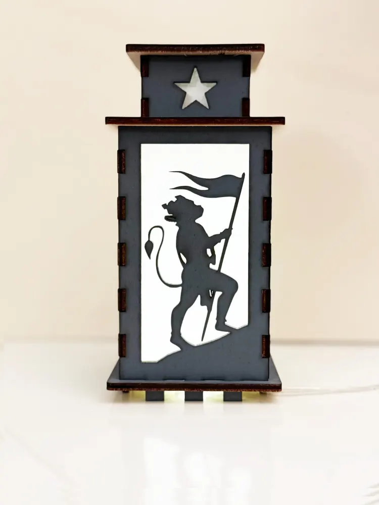 Lord Hanuman Art Night Lamp Lantern — handmade wooden night lamp
