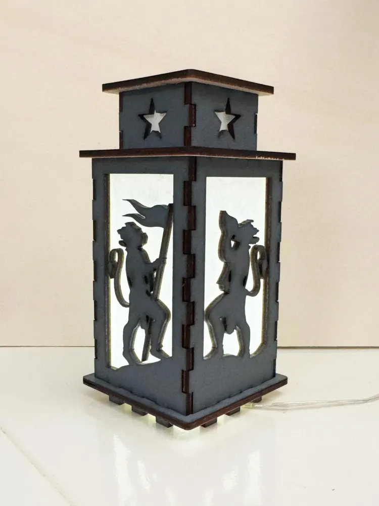 Lord Hanuman Art Night Lamp Lantern | Artisan Wooden Night Lamp | Artiviesta London
