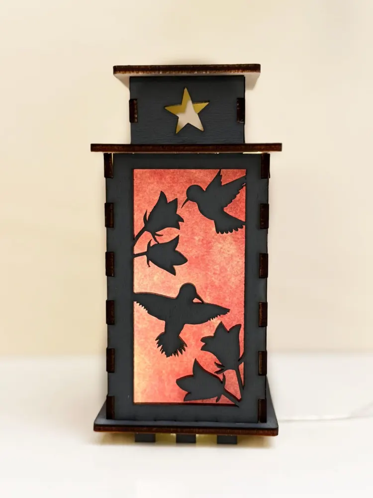 Hummingbird Bird Pink Night Lamp Lantern | Artisan Wooden Night Lamp | Artiviesta London