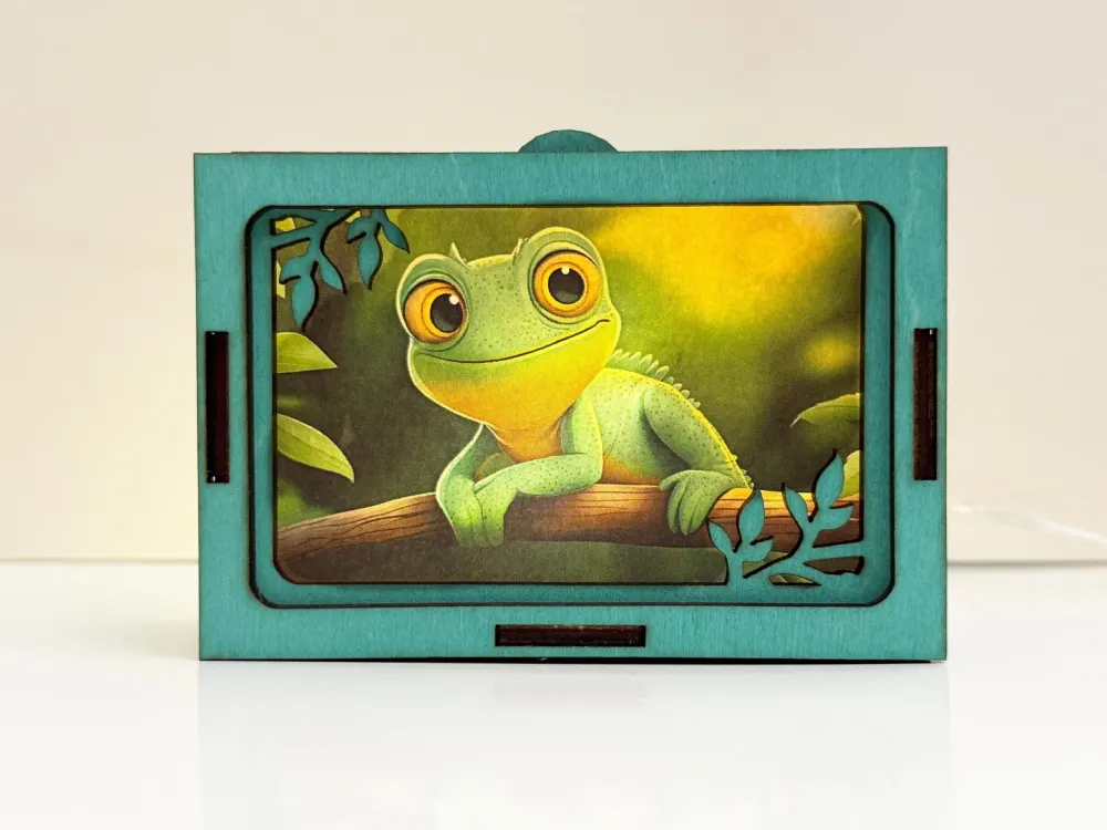 Cute Chameleon On The Tree Lamp Lantern — handmade wooden night lamp in natural timber