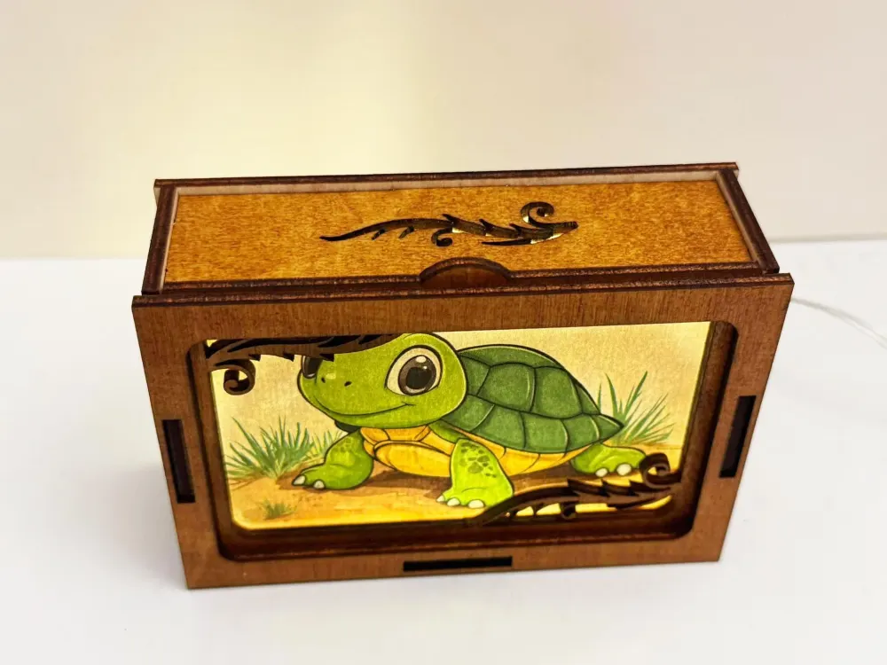 Green Cute Turtle Night Lamp Lantern | Artisan Wooden Night Lamp | Artiviesta London