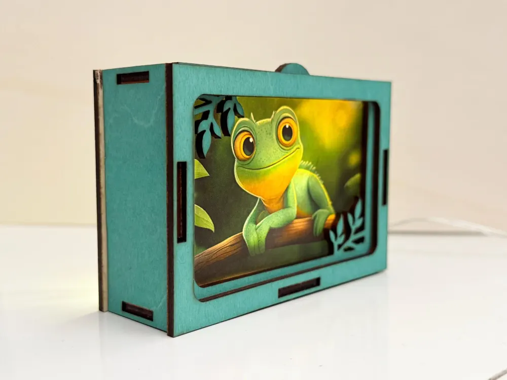 Cute Chameleon On The Tree Lamp Lantern | Artisan Wooden Night Lamp | Artiviesta London