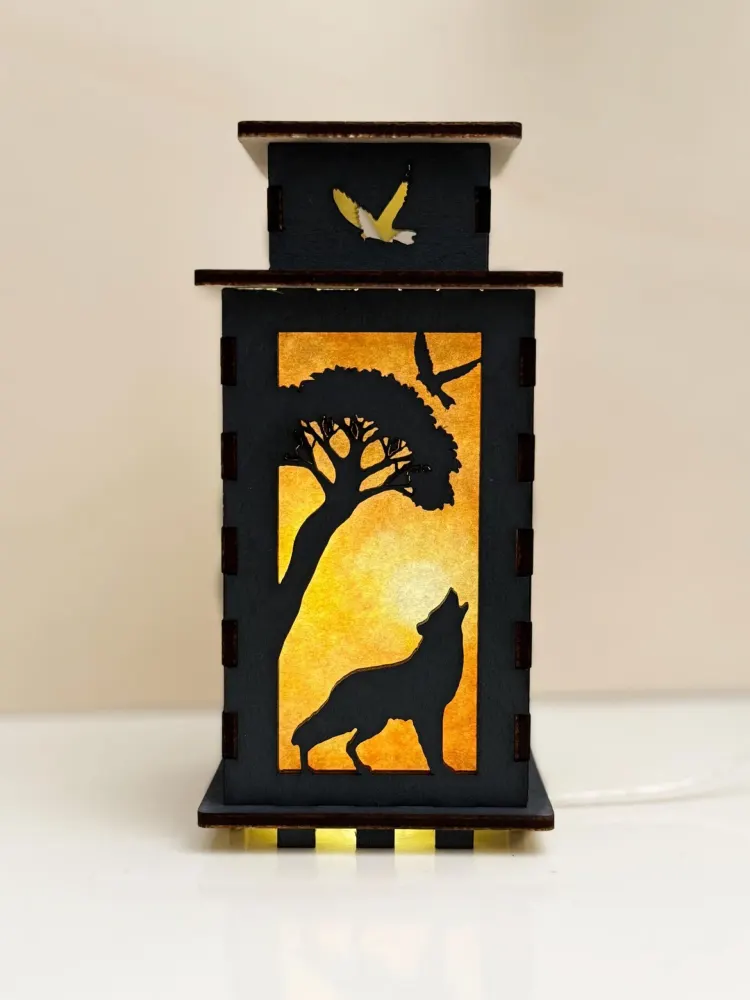 Forest Wolf Rabbit Deer Bear Night Lamp Lantern | Artisan Wooden Night Lamp | Artiviesta London