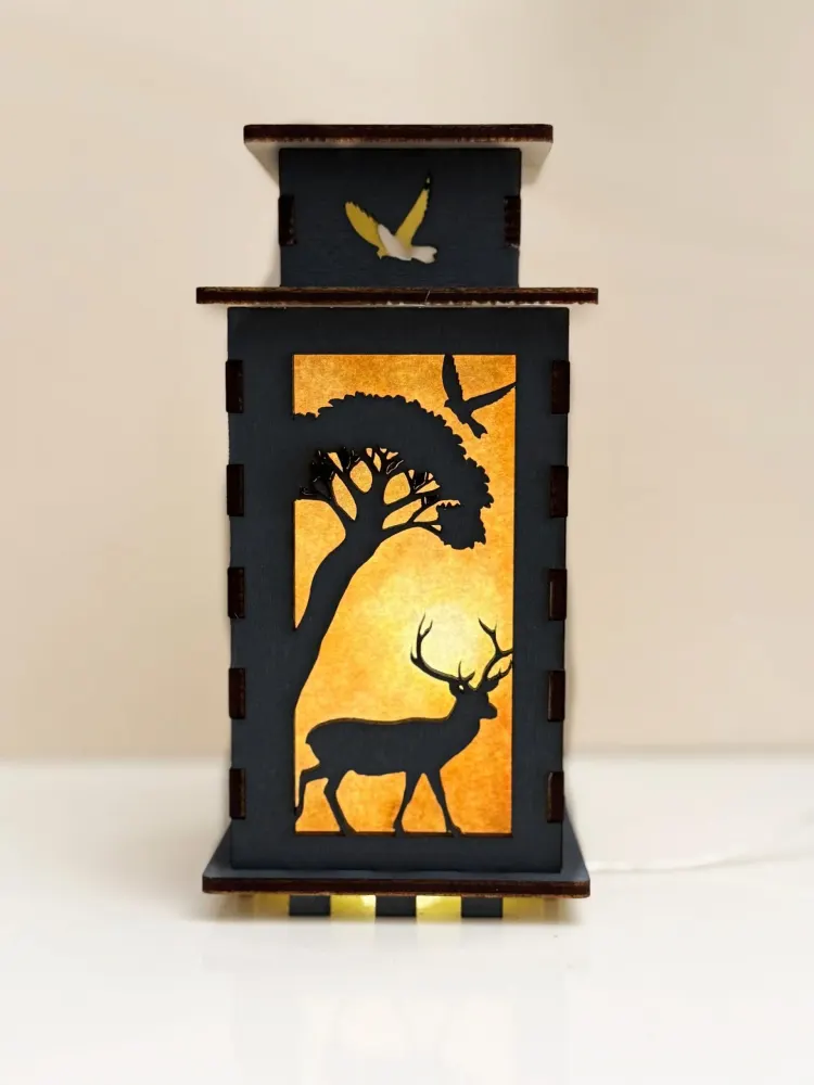 Forest Wolf Rabbit Deer Bear Night Lamp Lantern | Artisan Wooden Night Lamp | Artiviesta London