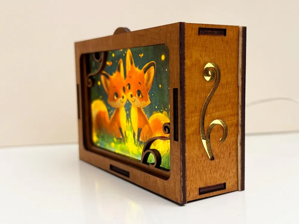 Two Foxes In The Forest Night Lamp Lantern | Artisan Wooden Night Lamp | Artiviesta London