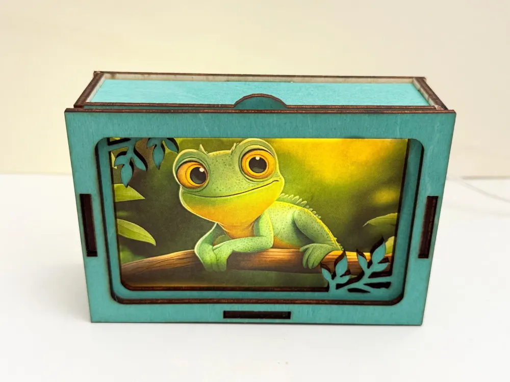 Cute Chameleon On The Tree Lamp Lantern | Artisan Wooden Night Lamp | Artiviesta London