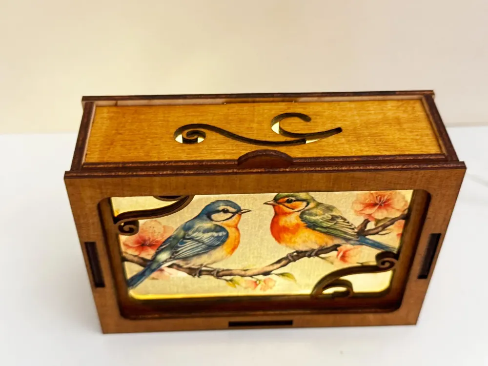 Song Birds In Forest Night Lamp Lantern | Artisan Wooden Night Lamp | Artiviesta London