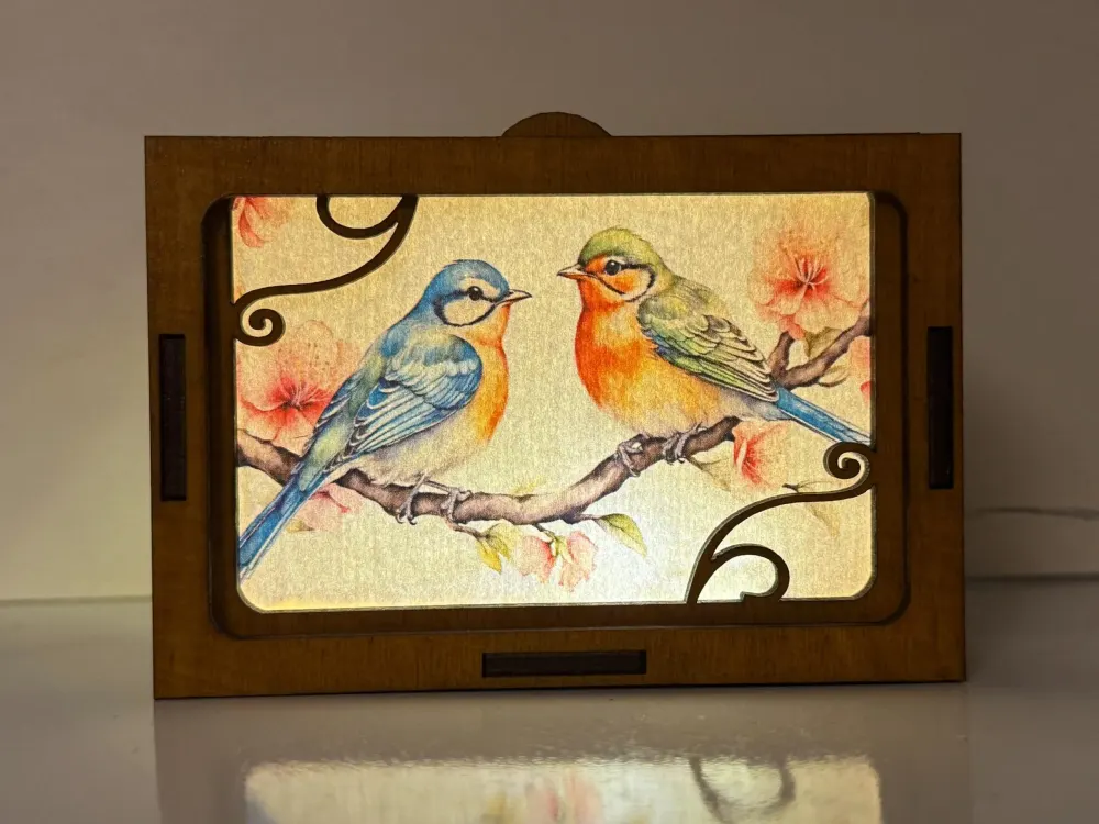 Song Birds In Forest Night Lamp Lantern | Artisan Wooden Night Lamp | Artiviesta London