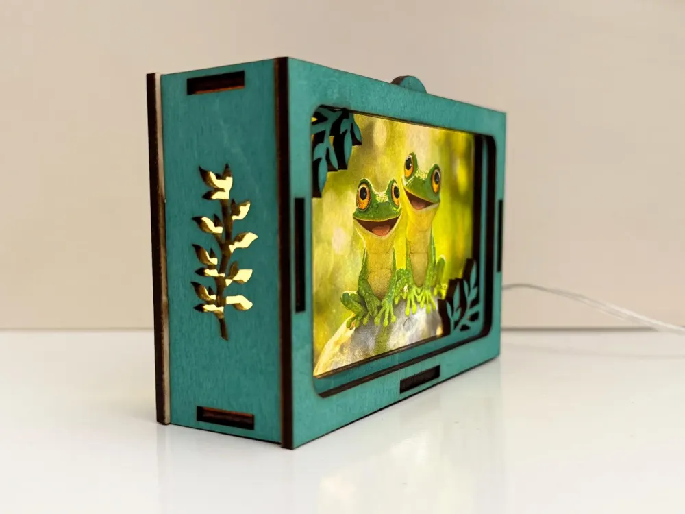 Cute Frogs In The Pond Night Lamp Lantern | Artisan Wooden Night Lamp | Artiviesta London