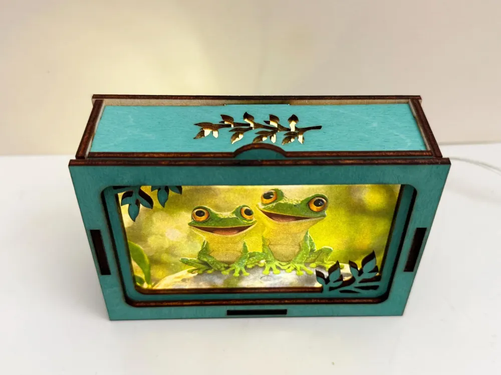Cute Frogs In The Pond Night Lamp Lantern | Artisan Wooden Night Lamp | Artiviesta London