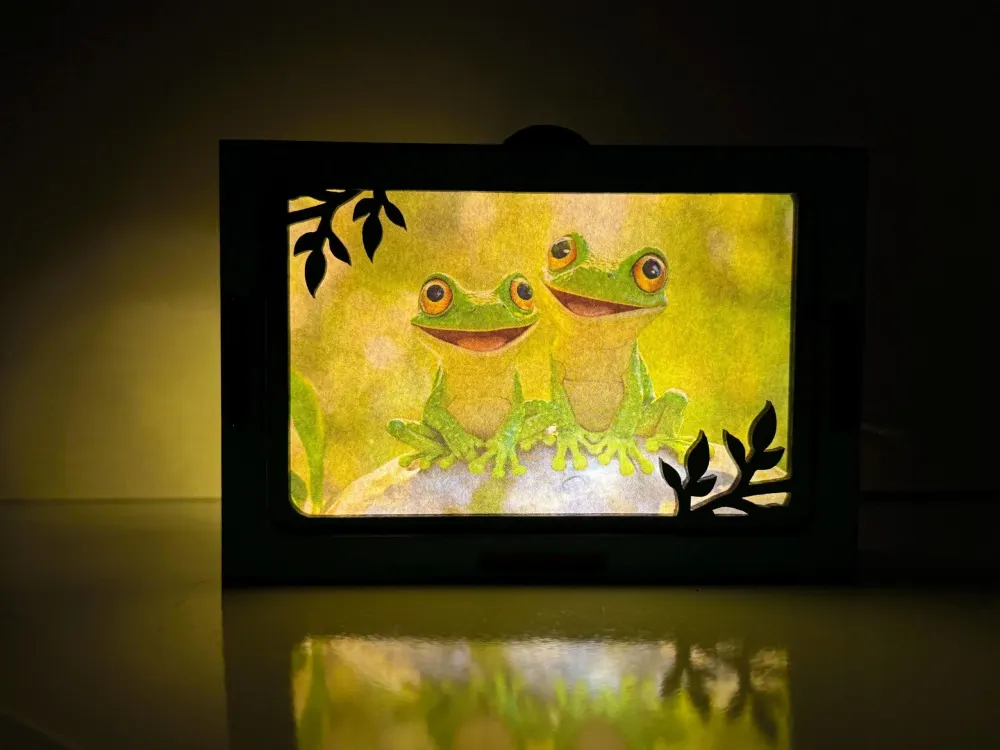 Cute Frogs In The Pond Night Lamp Lantern | Artisan Wooden Night Lamp | Artiviesta London