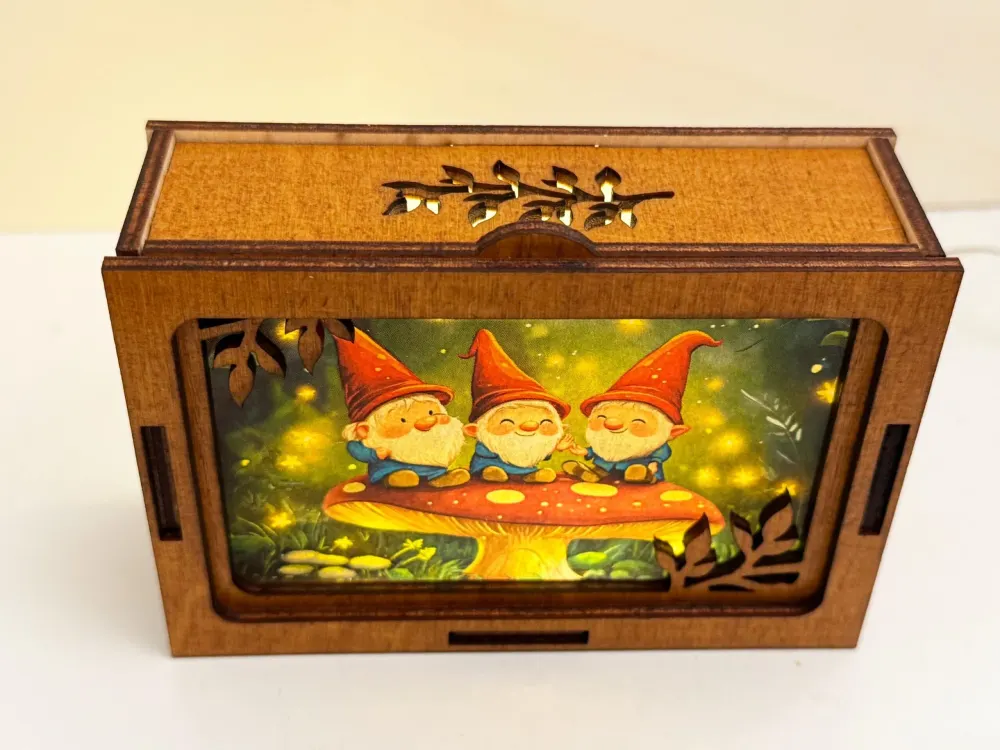 Gnomes Dwarf Magical Mushroom Night Lamp Lantern | Artisan Wooden Night Lamp | Artiviesta London