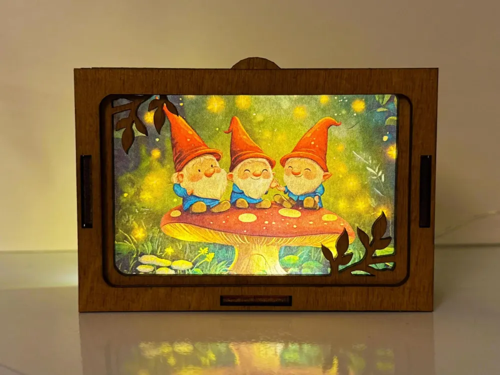 Gnomes Dwarf Magical Mushroom Night Lamp Lantern | Artisan Wooden Night Lamp | Artiviesta London