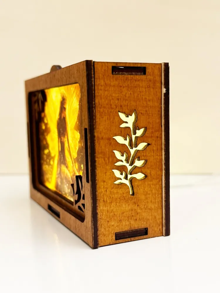 Magical Fairy Golden Night Lamp Lantern | Fantasy Wood Decor | Artiviesta