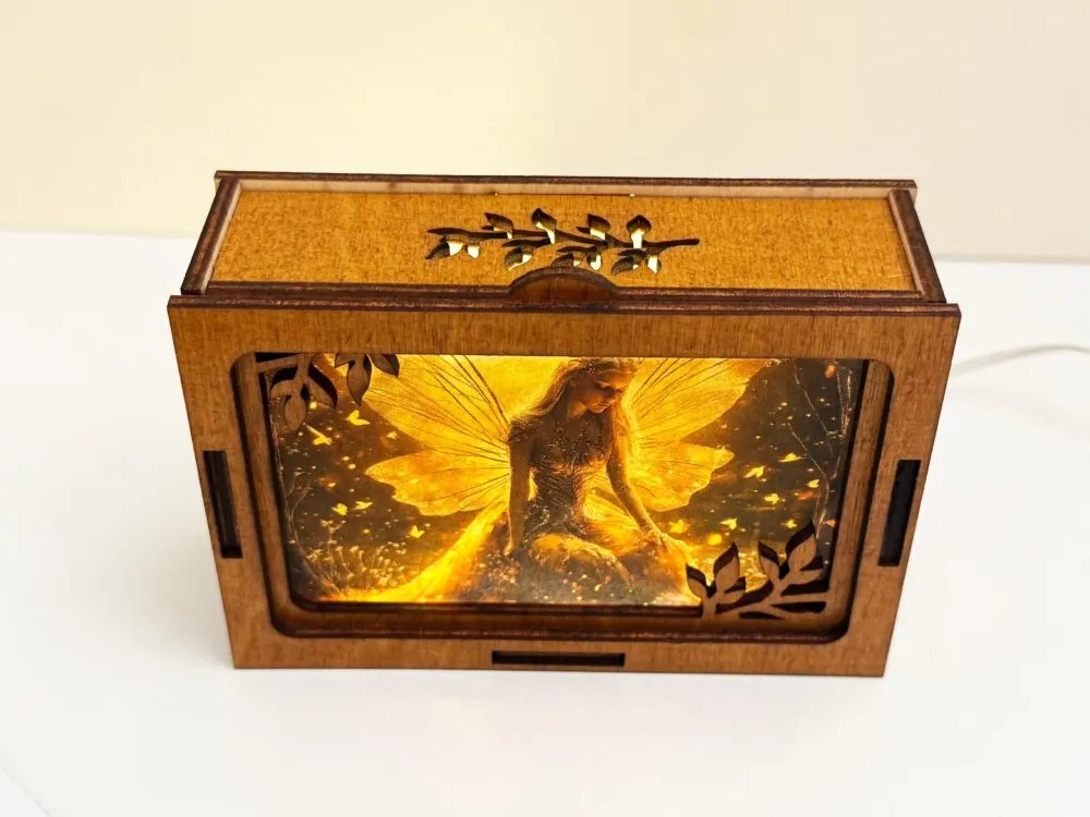 Magical Fairy Golden Night Lamp Lantern | Fantasy Wood Decor | Artiviesta