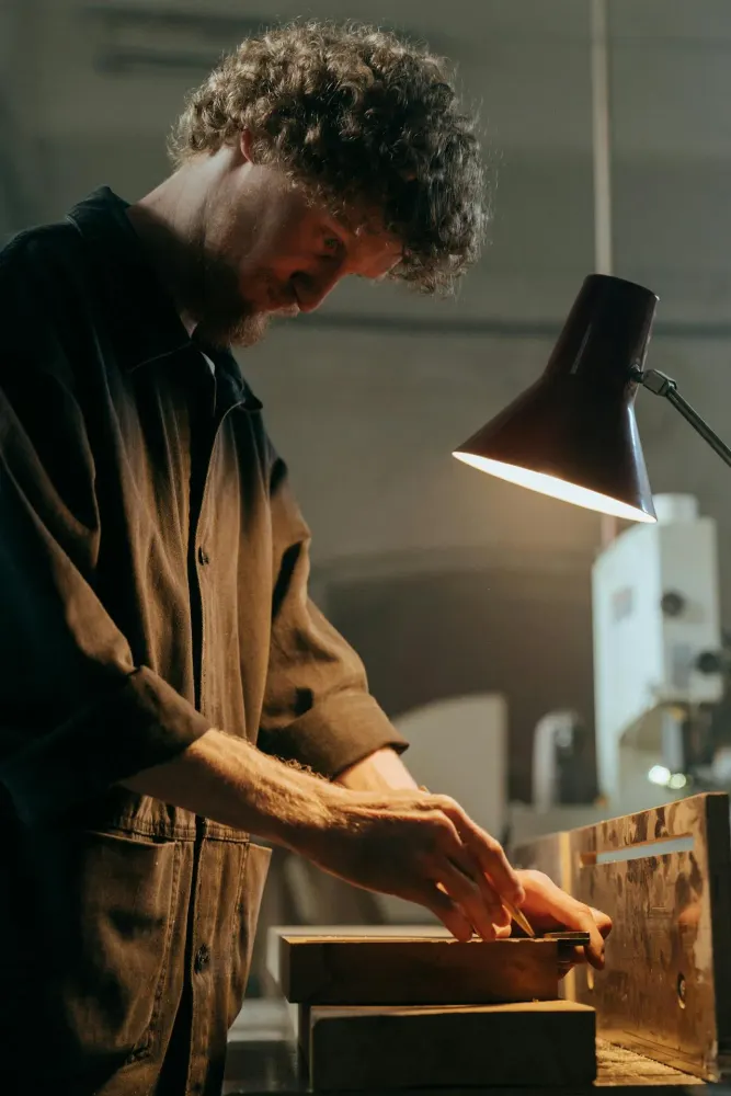Sanding & the Wood Finish - handmade natural wood night lamp by Artiviesta London
