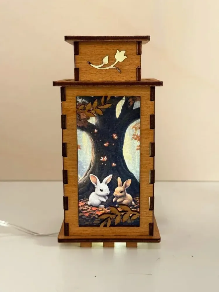 A Bunny in Daylight - handmade natural wood night lamp by Artiviesta London