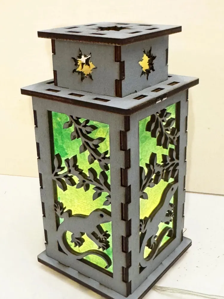 A Cat in the Moonlit Window - handmade natural wood night lamp by Artiviesta London