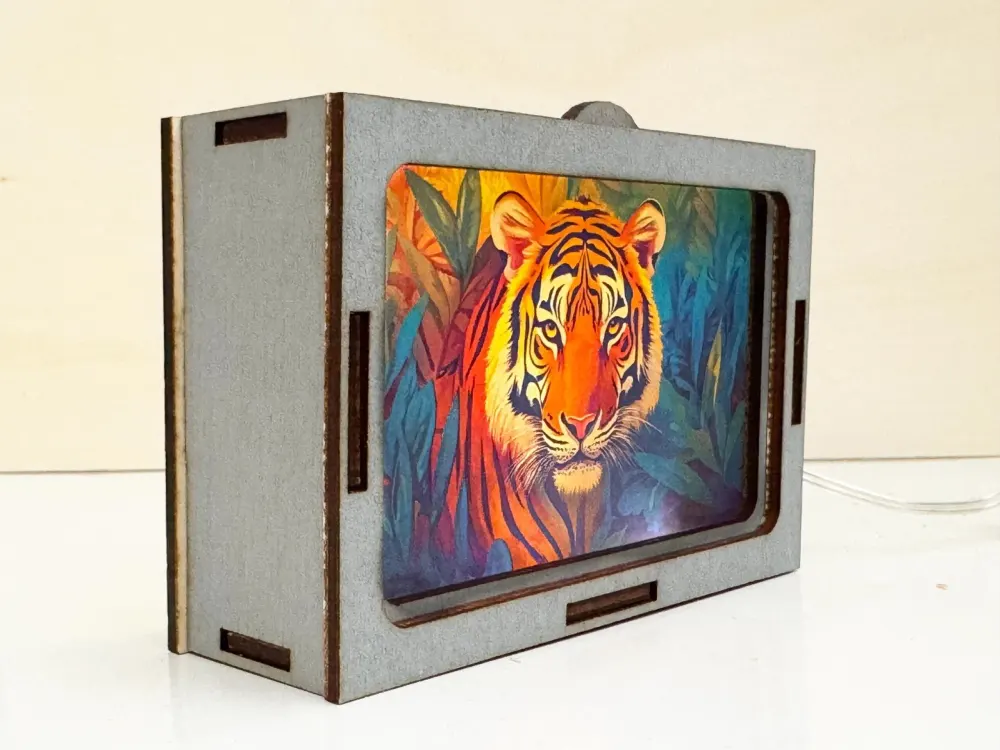Tiger Art Jungle Night Lamp Lantern | Artisan Wooden Night Lamp | Artiviesta London