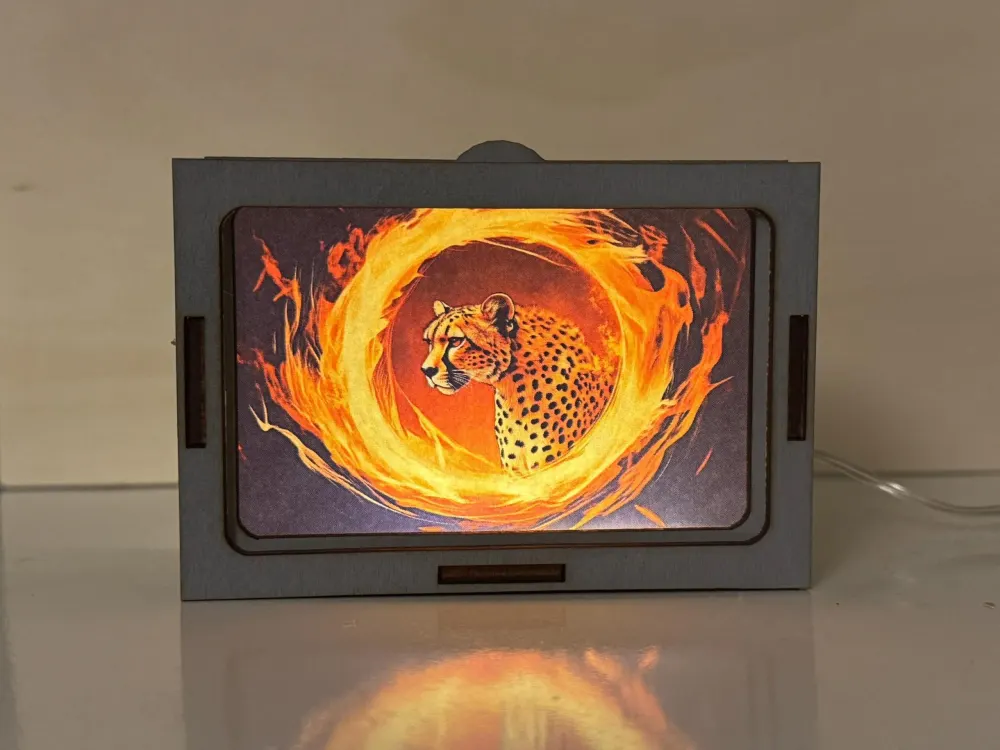 Cheetah In Flame Artistic Night Lamp Lantern | Artisan Wooden Night Lamp | Artiviesta London