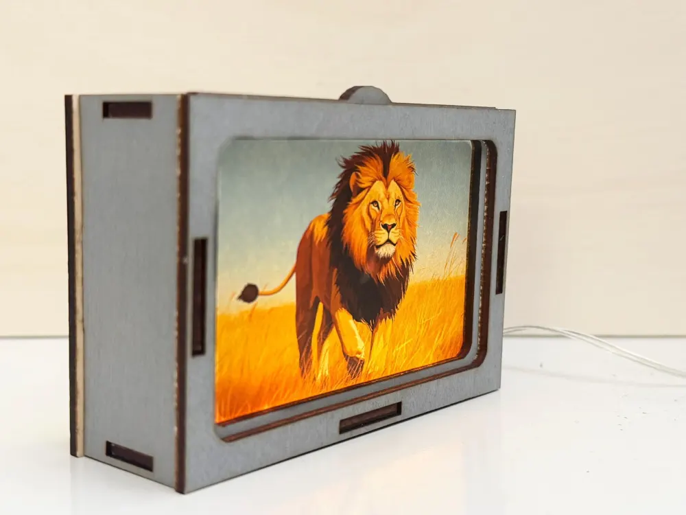 African Lion Savannah Night Lamp Lantern | Artisan Wooden Night Lamp | Artiviesta London