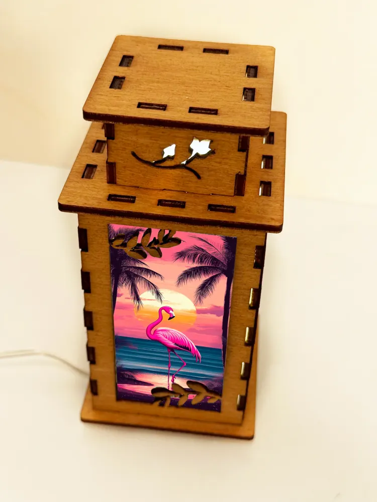 Flamingo Birds Wooden Night Lamp | Artisan Wooden Night Lamp | Artiviesta London