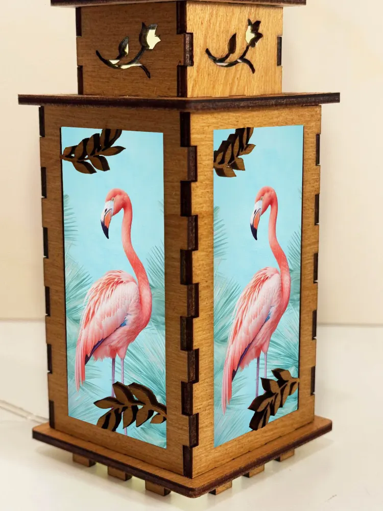 Flamingo Wooden Night Lamp | Artisan Wooden Night Lamp | Artiviesta London