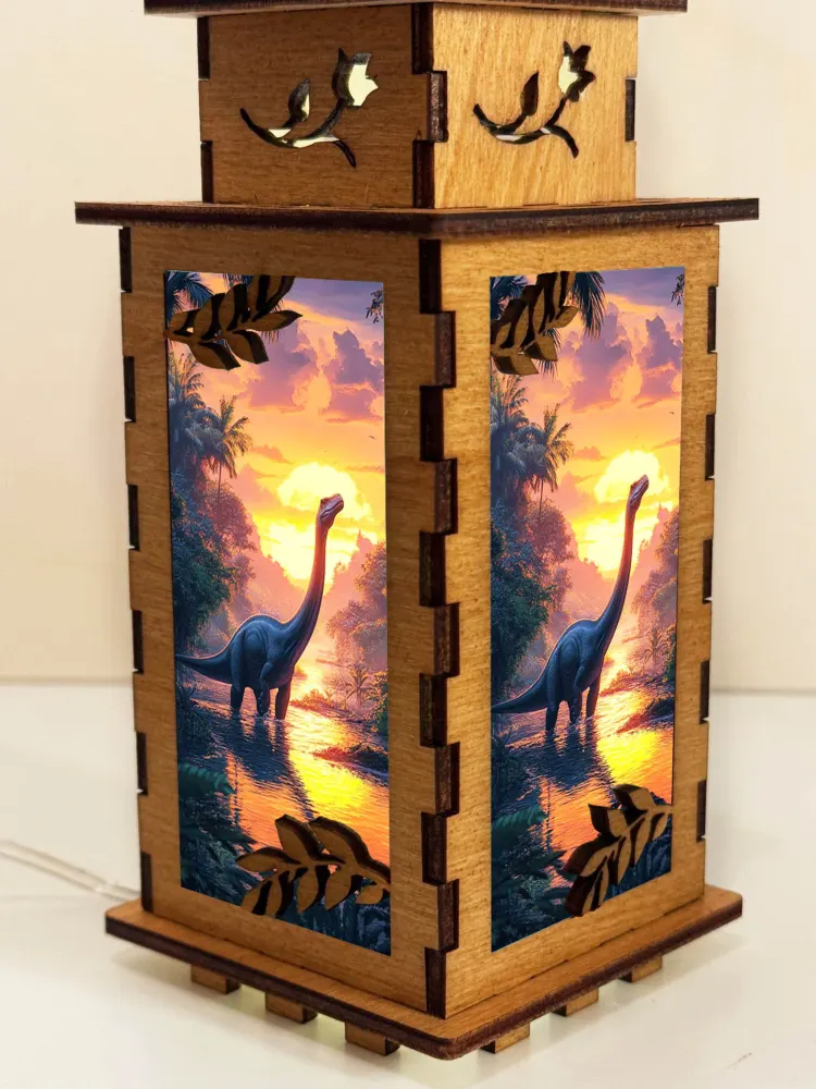 Dinosaur Diplodocus Wooden Night Lamp | Artisan Wooden Night Lamp | Artiviesta London
